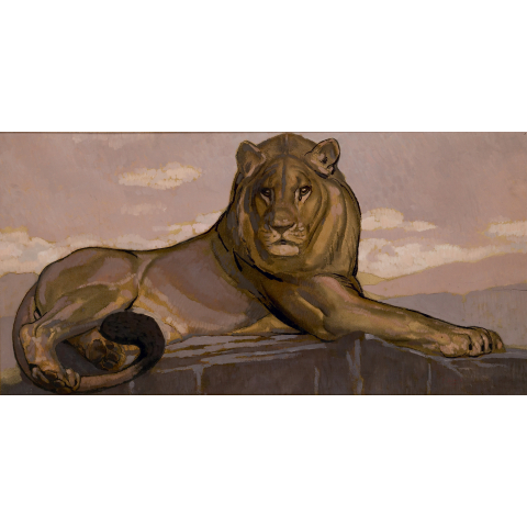 Lion couché. C 1930.
